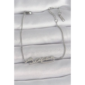 316L Çelik Gümüş Renk Atatürk İmza Model Kadın Bileklik