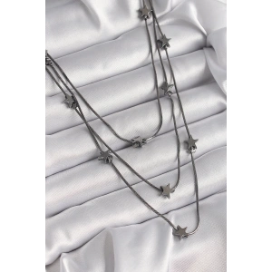 Pirinç Füme Renk 3lü Yıldız Model Kadın Kolye