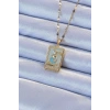 316L Çelik Zincir Altın Renk Mavi Mineli Tarot Kolye