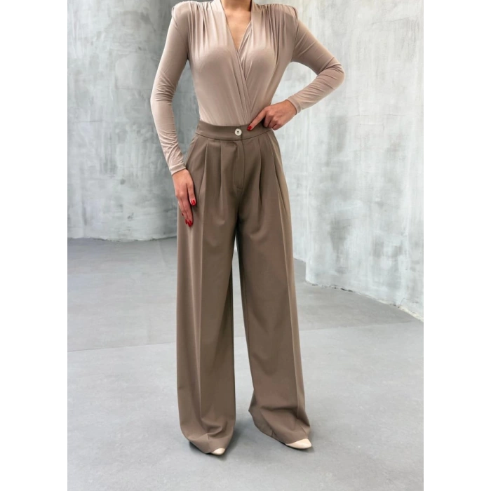 230 Gr Poly Viscose Full Lycra Pi̇leli̇ Palazzo Pantolon