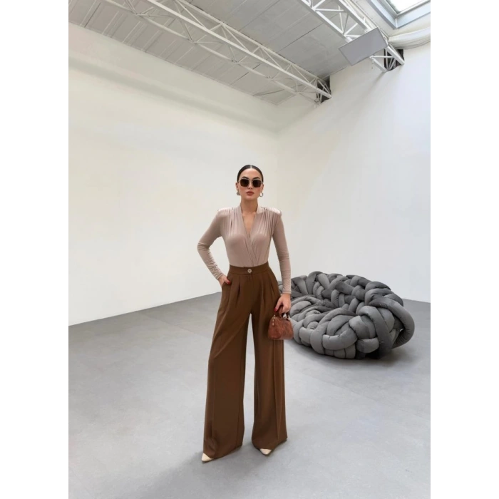 230 Gr Poly Viscose Full Lycra Pi̇leli̇ Palazzo Pantolon