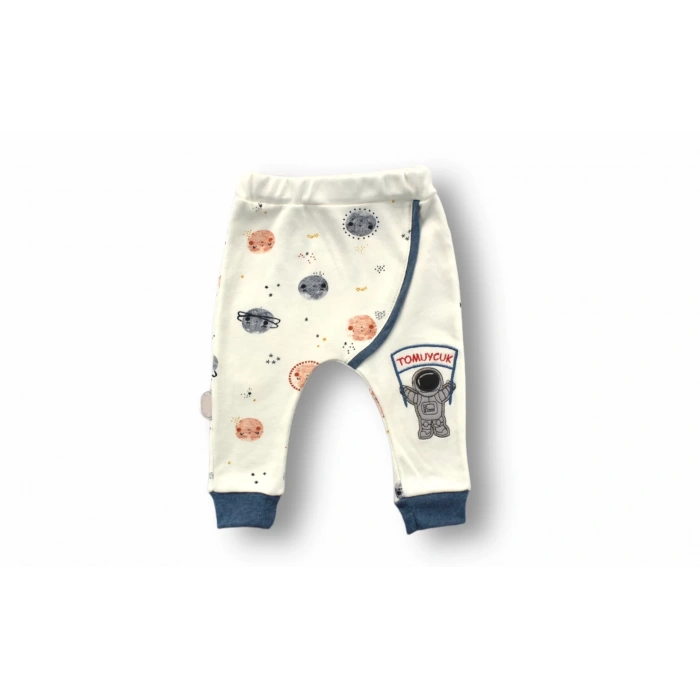 3-6 6-9 9-12 Ay Şirin Kozmonot Nakışlı Şapkalı Uzun Kollu Sweatli 3lü Kız-erkek Bebek Takımı