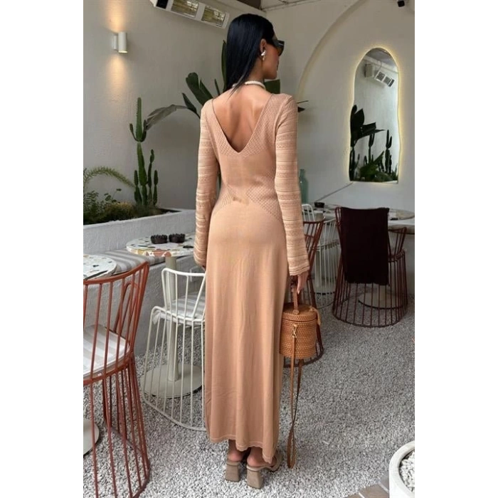 Ajur Detaylı Bisiklet Yaka Triko Elbise 2861