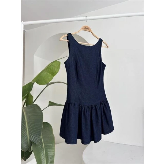 Balon Etekli Tensel Mini Elbise 2887