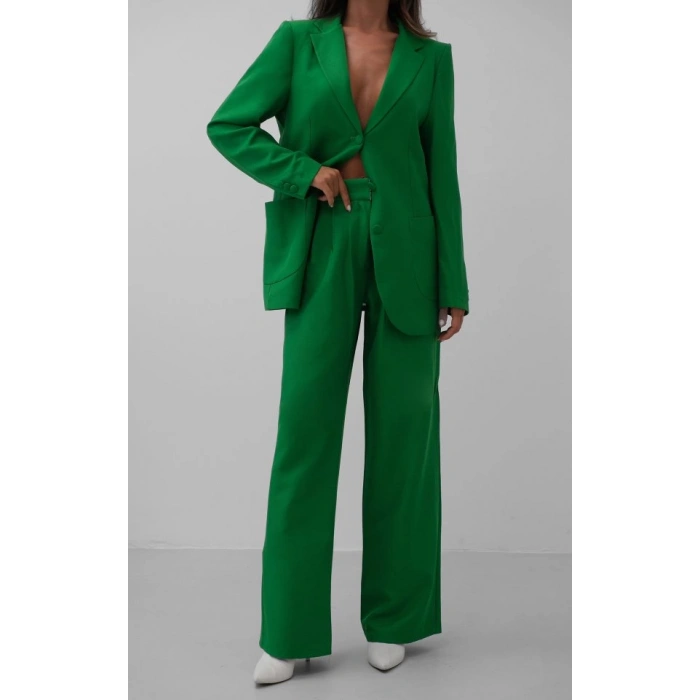 Bel Katlamalı Pantolon Blazer Ceket Takım