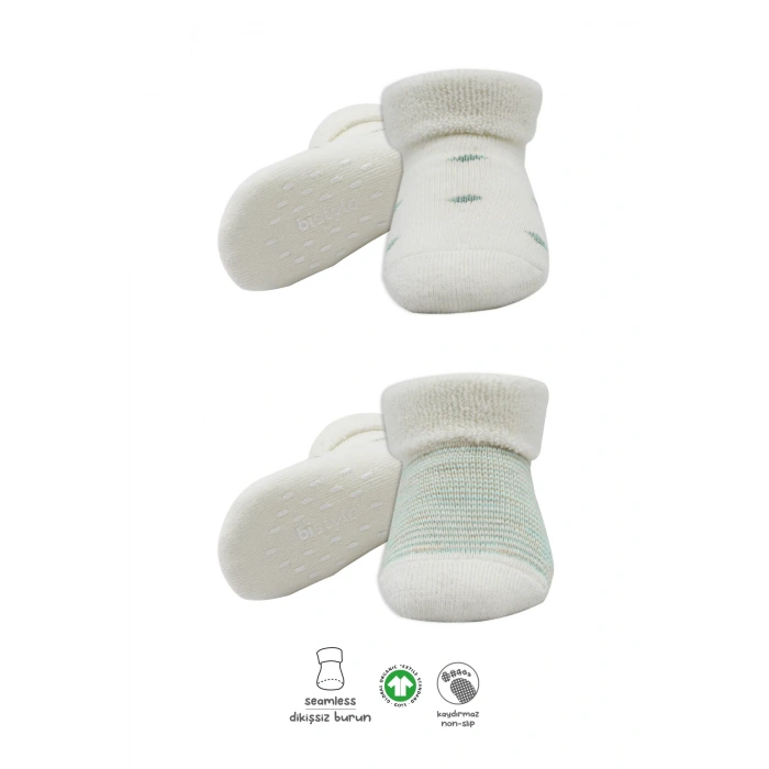 Bistyle 2li Havlu Soket Kaymaz Çorap 10504 Nil Ekru