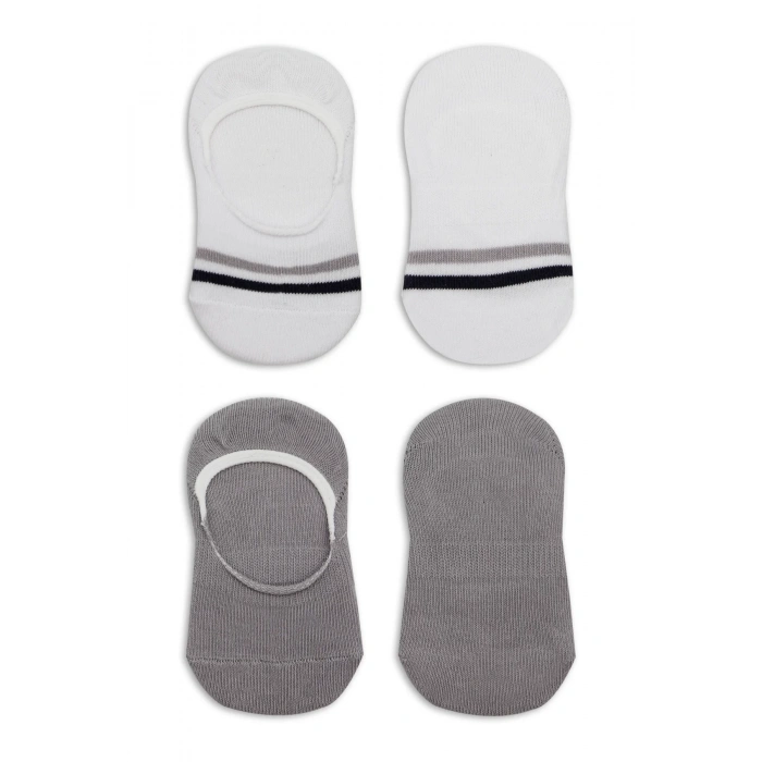 Bistyle 2li Penye Babet Silikon Çemberli Çorap 30102 Gri Beyaz