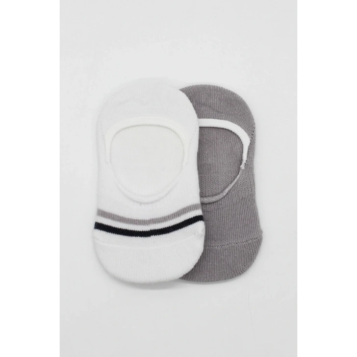 Bistyle 2li Penye Babet Silikon Çemberli Çorap 30102 Gri Beyaz