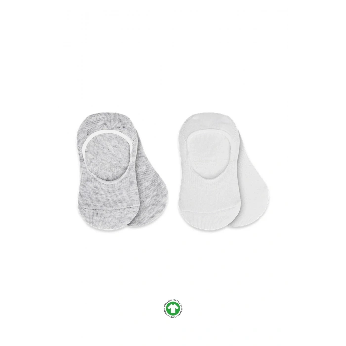 Bistyle 2li Penye Babet Silikonlu Basic Çorap 30104 Gri Beyaz