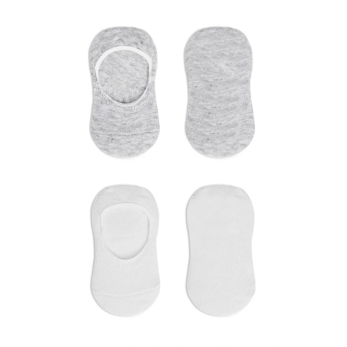 Bistyle 2li Penye Babet Silikonlu Basic Çorap 30104 Gri Beyaz