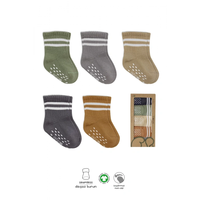 Bistyle 5li Penye Kaymaz Çember Soket Çorap 10122 Bej