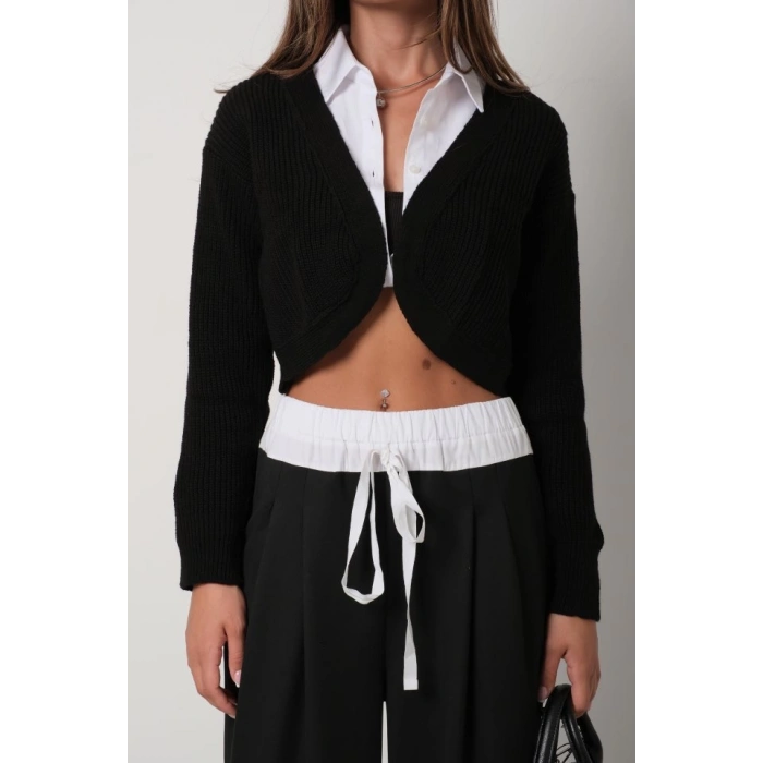 Biyeli Crop Triko Hırka