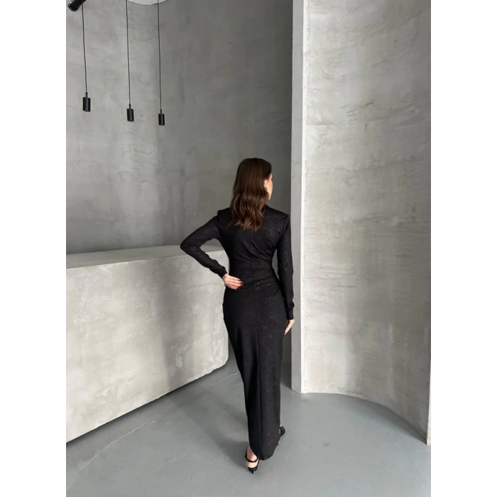 Drape Detaylı Midi Elbise