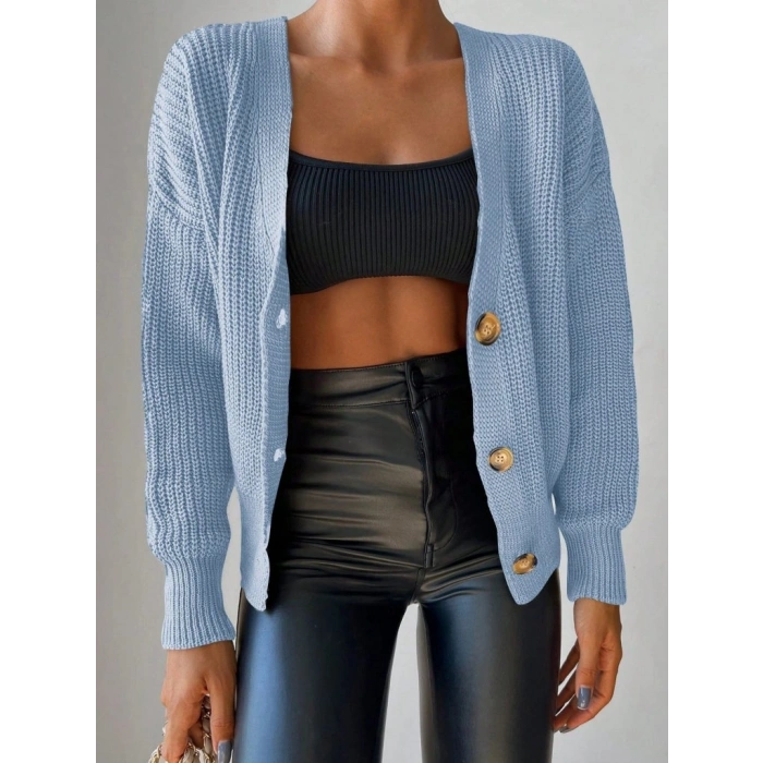 Düğme Detay Triko Bluz