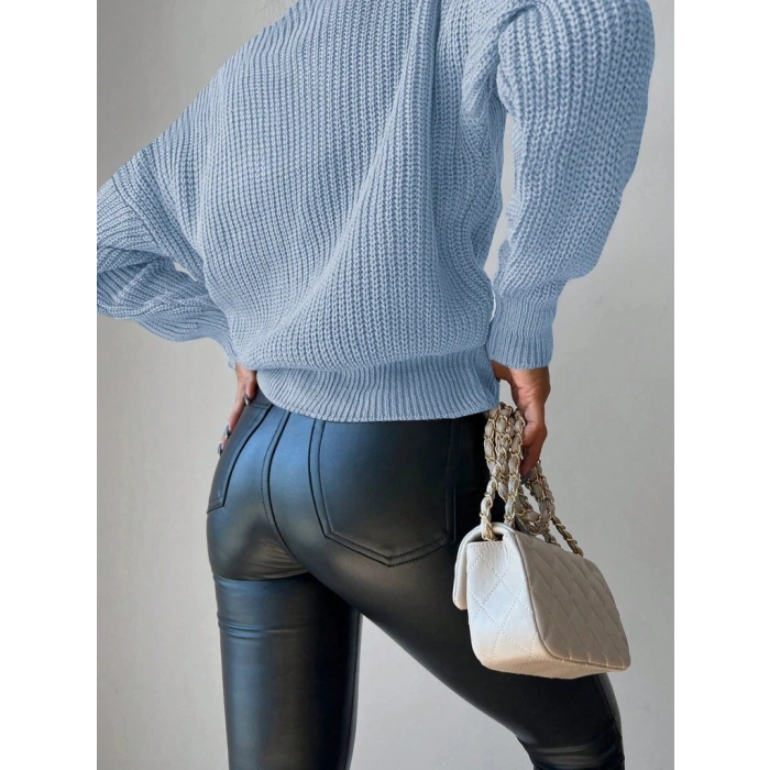 Düğme Detay Triko Bluz