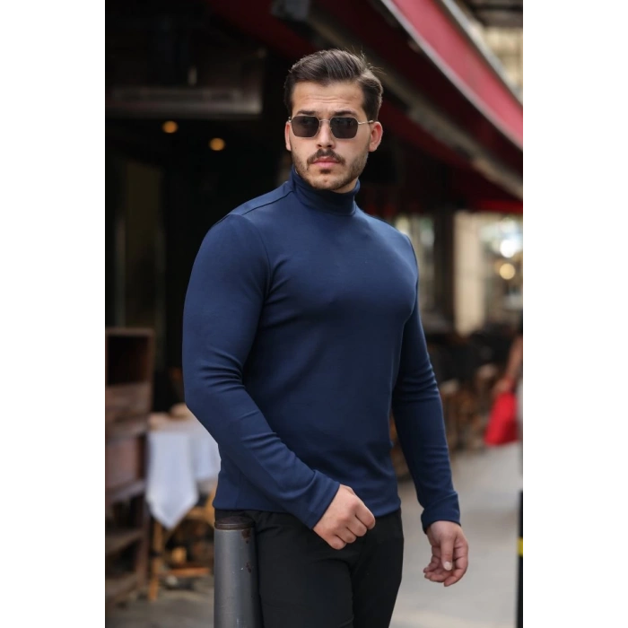 Erkek Balıkçı Yaka Modal Kumaş Esnek Kazak