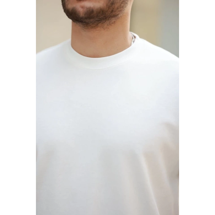 Erkek Basic Oversize Double Face Kumaş Kısa Kollu Tshirt