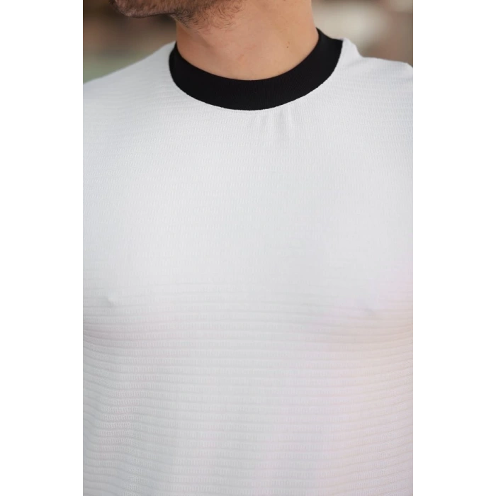 Erkek Bisiklet Yaka örme Pamuklu Kumaş Kısa Kollu T-shirt