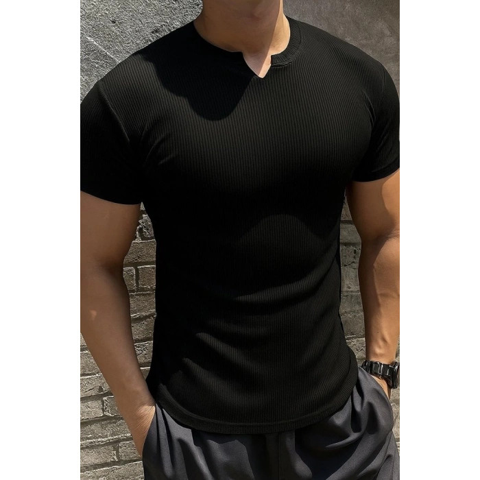 Erkek Kısa Kollu Bisiklet Yaka Burgu Bluz