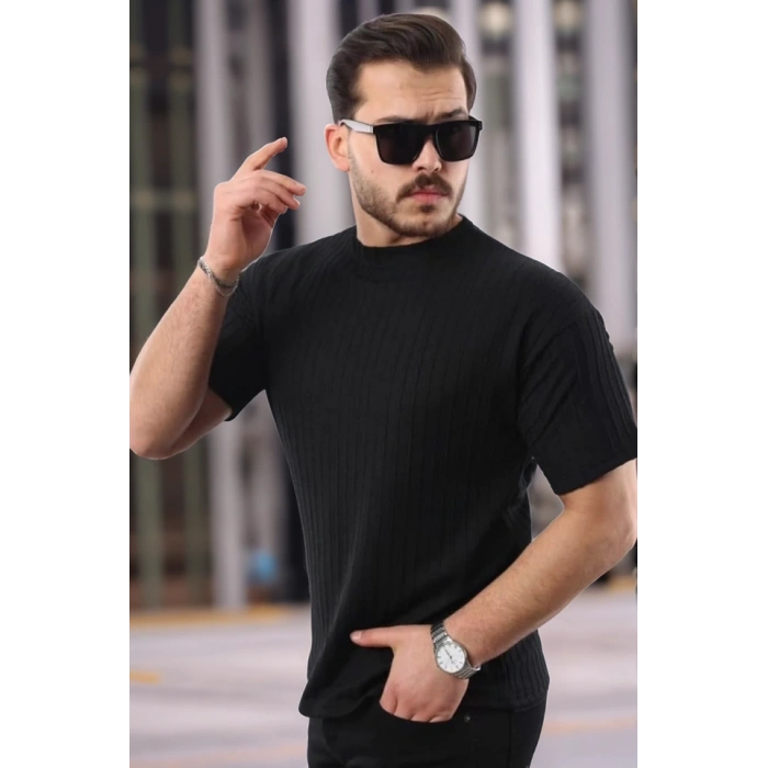 Erkek Kısa Kollu örgü Kumaş Bisiklet Yaka T-shirt