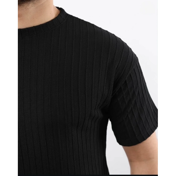 Erkek Kısa Kollu örgü Kumaş Bisiklet Yaka T-shirt