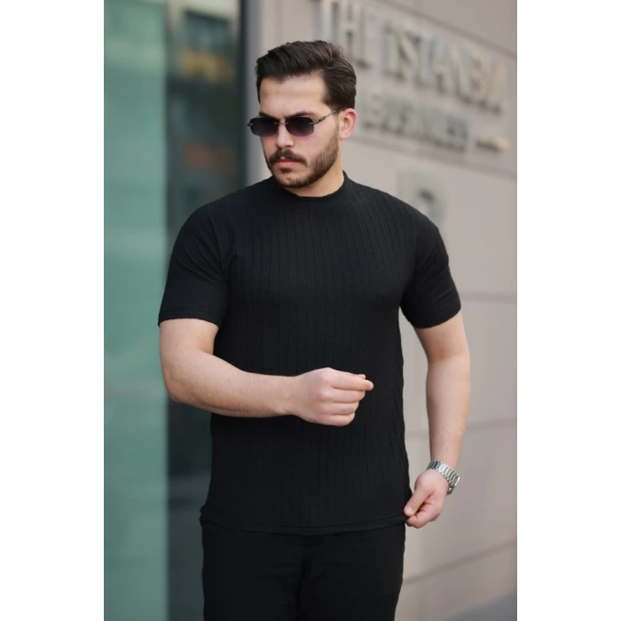 Erkek Kısa Kollu örgü Kumaş Bisiklet Yaka T-shirt