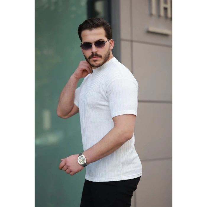 Erkek Kısa Kollu örgü Kumaş Bisiklet Yaka T-shirt