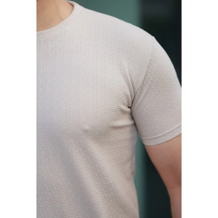 Erkek Kısa Kollu Zigzag Desenli T-shirt