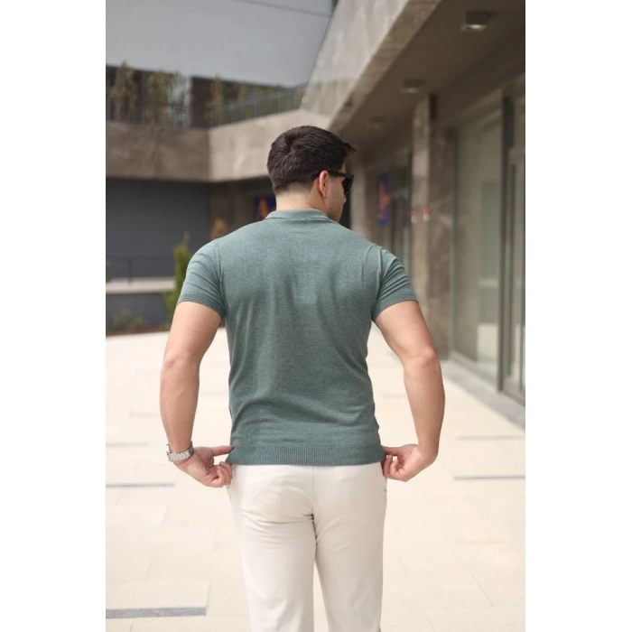 Erkek Polo Yaka Fermuar Detaylı Tişört