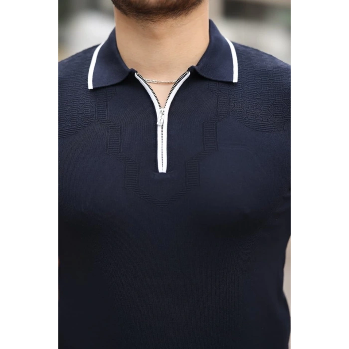 Erkek Polo Yaka Yarım Fermuar Tişört
