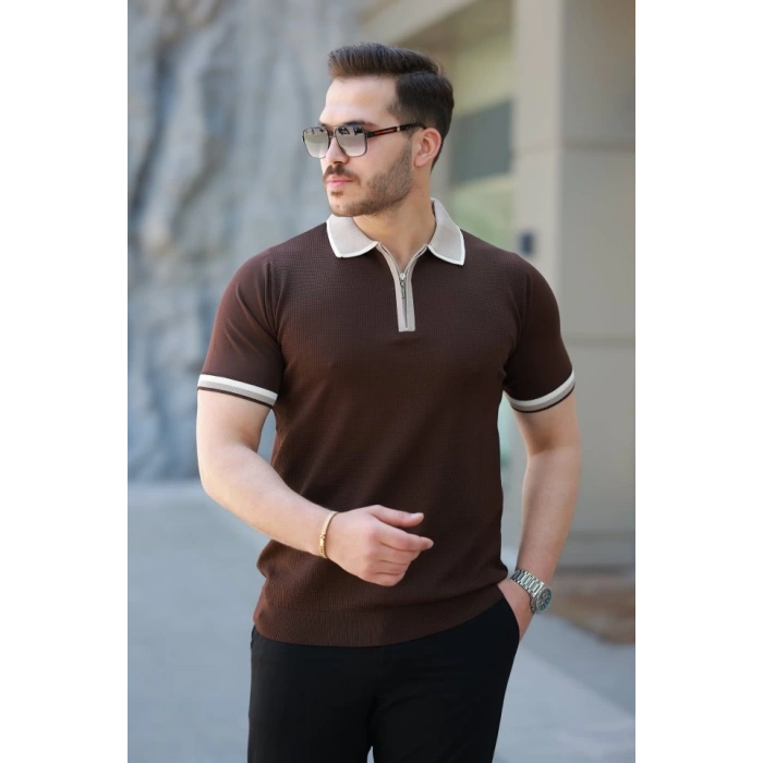 Erkek Renkli Yaka Kısa Kollu Tişört