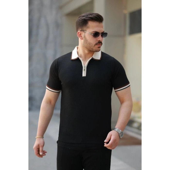 Erkek Renkli Yaka Kısa Kollu Tişört