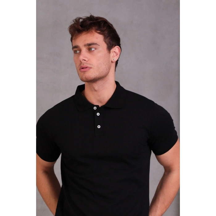 Erkek Slim Fit Pamuklu Yumuşak Doku Nefes Alan Kumaş Yakalı Tişört