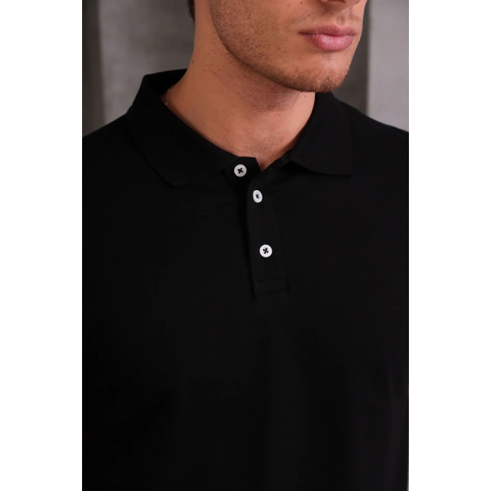 Erkek Slim Fit Pamuklu Yumuşak Doku Nefes Alan Kumaş Yakalı Tişört