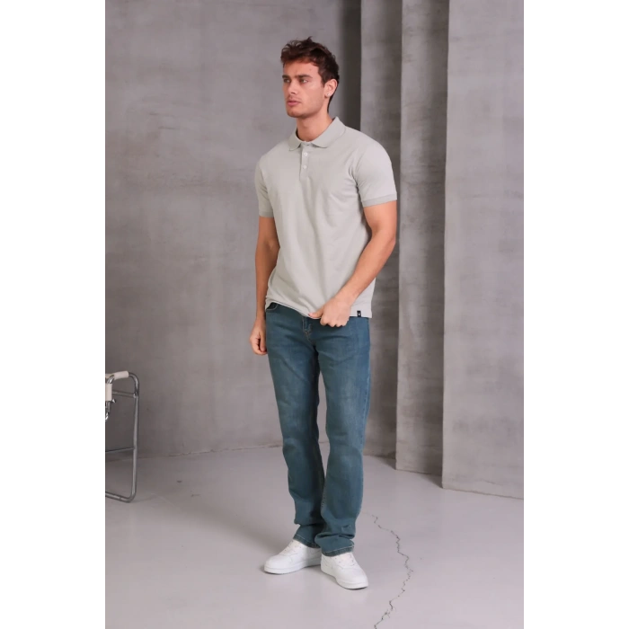 Erkek Slim Fit Pamuklu Yumuşak Doku Nefes Alan Kumaş Yakalı Tişört