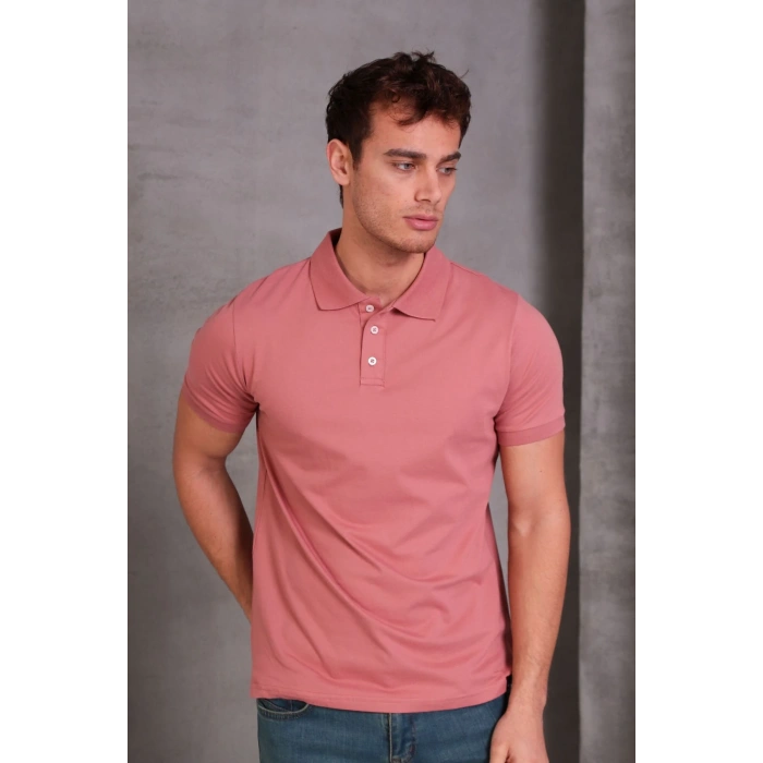 Erkek Slim Fit Pamuklu Yumuşak Doku Nefes Alan Kumaş Yakalı Tişört