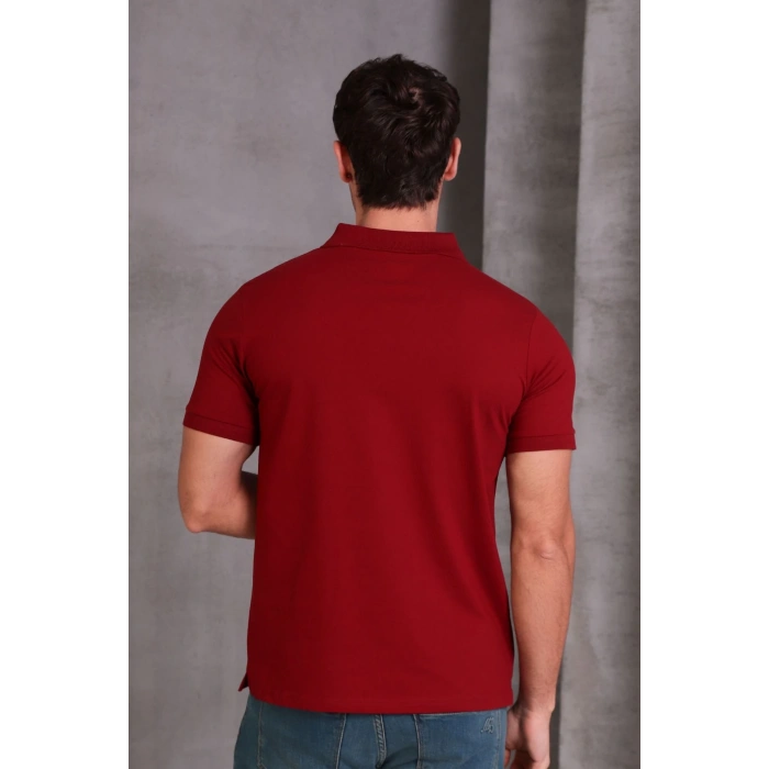 Erkek Slim Fit Pamuklu Yumuşak Doku Nefes Alan Kumaş Yakalı Tişört