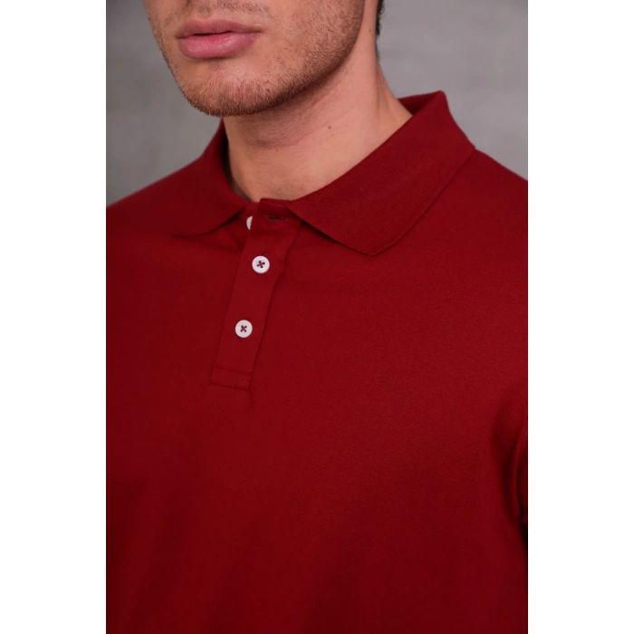 Erkek Slim Fit Pamuklu Yumuşak Doku Nefes Alan Kumaş Yakalı Tişört