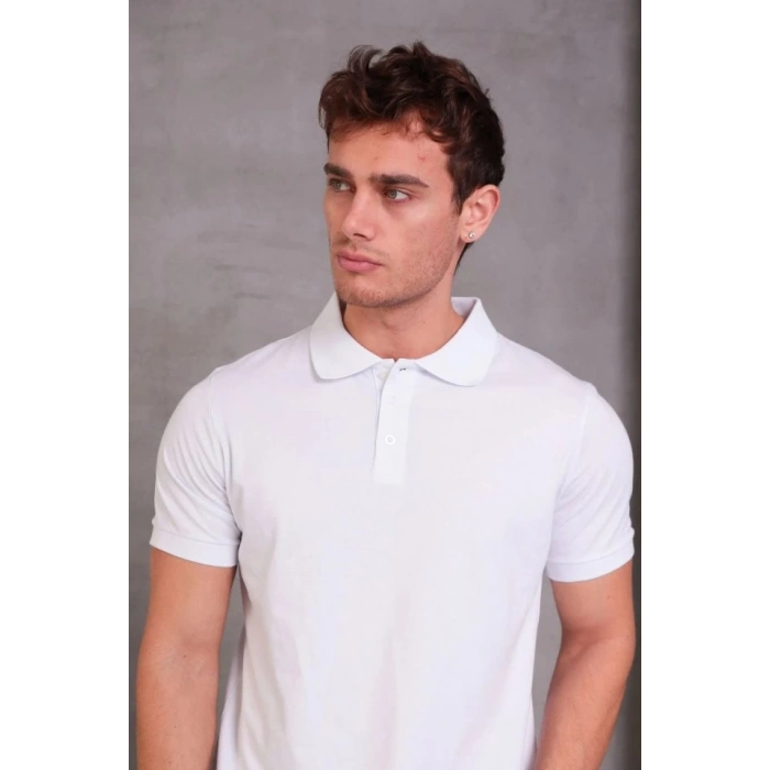 Erkek Slim Fit Pamuklu Yumuşak Doku Nefes Alan Kumaş Yakalı Tişört