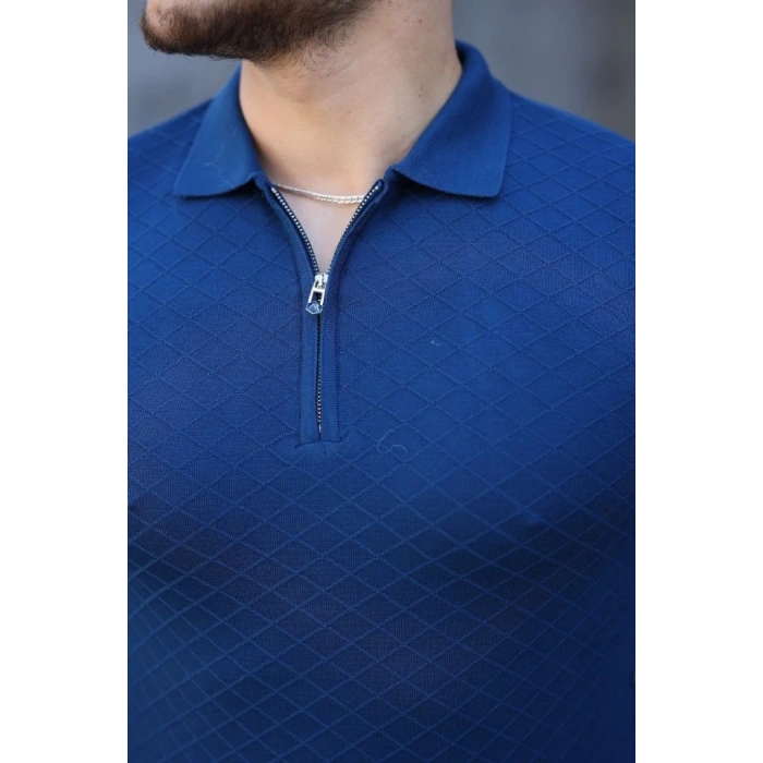 Erkek Viskon Kumaş Polo Yaka Desenli Tişört