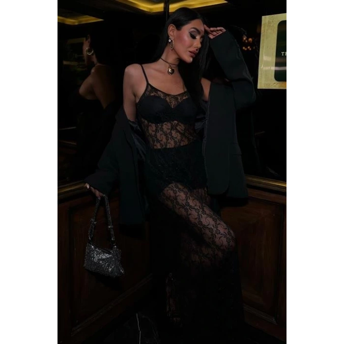 Full Dantel Askılı Elbise 2874