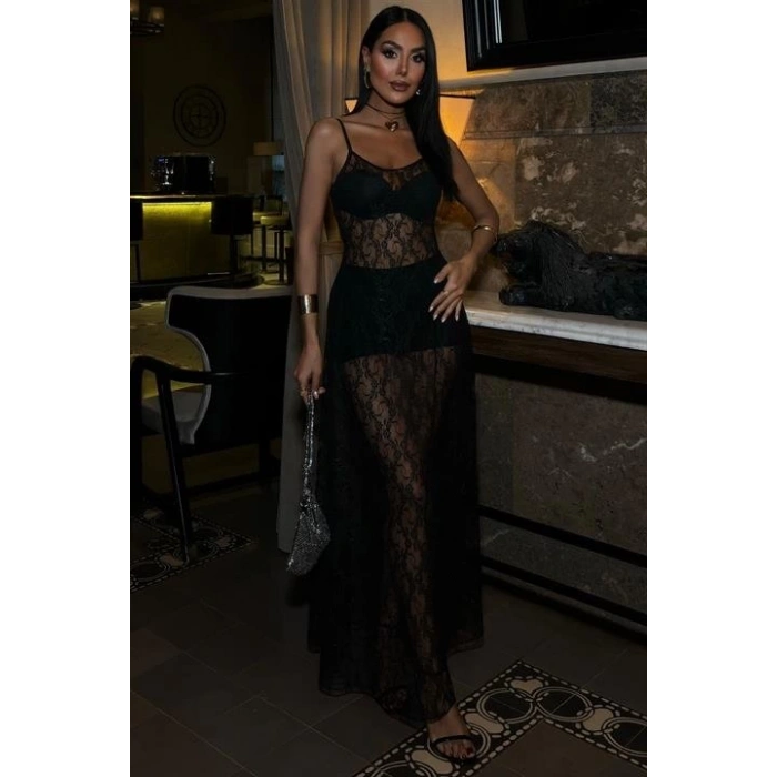 Full Dantel Askılı Elbise 2874