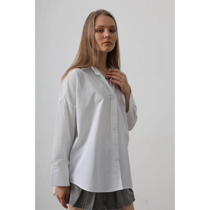 Geniş Manşet Detaylı Gömlek - Beyaz