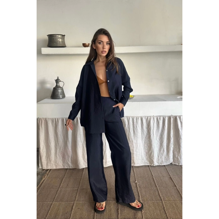 GÖMLEK-PANTOLON TAKIM CUPRA KUMAŞ - Lacivert