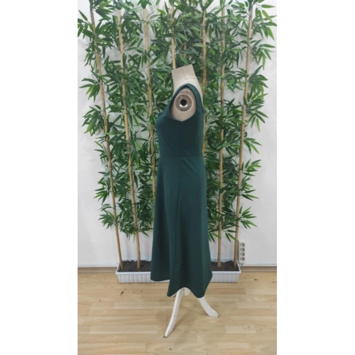 Kadın Askılı Kare Yakalı Midi Ithal Krep Elbise