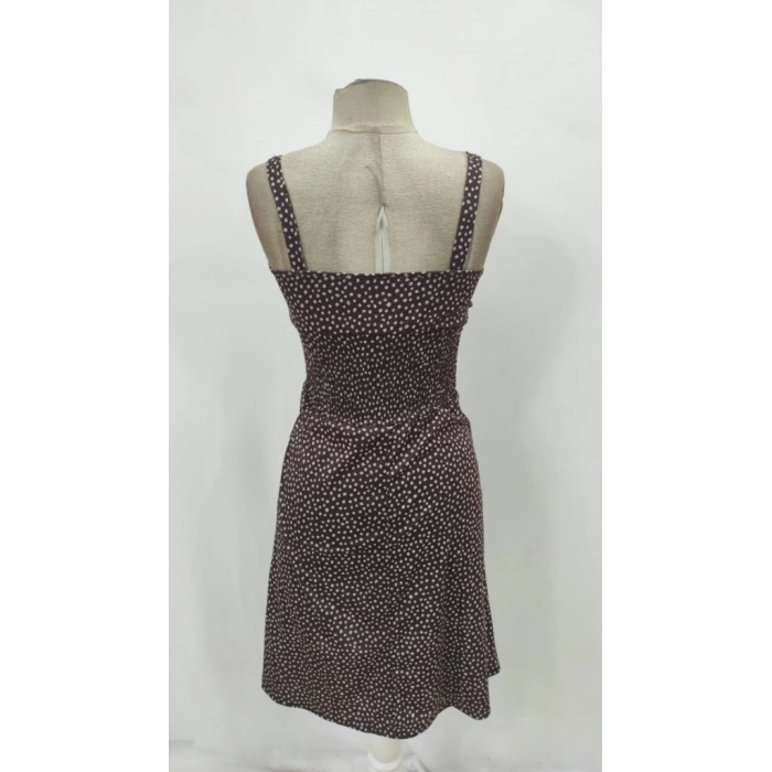 Kadın Askılı V Yakalı Beli Lastikli Yırtmaçlı Süprem Midi Elbise