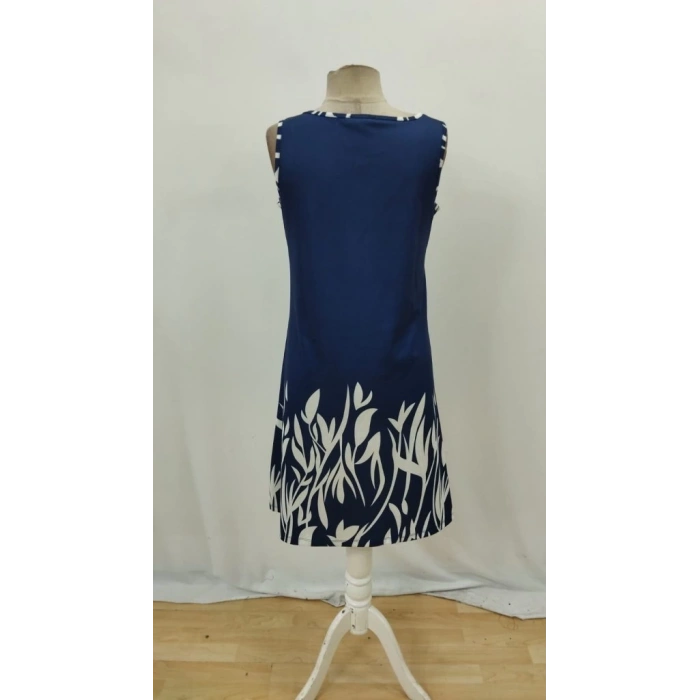 Kadın Askılı Yuvarlak Yakalı Yaprak Desenli Dalgıç Elbise