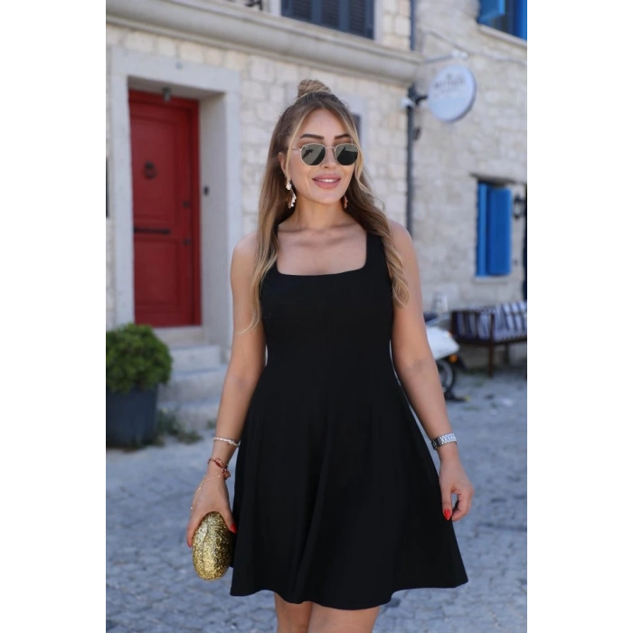 Kadın Kare Yaka Mini Elbise