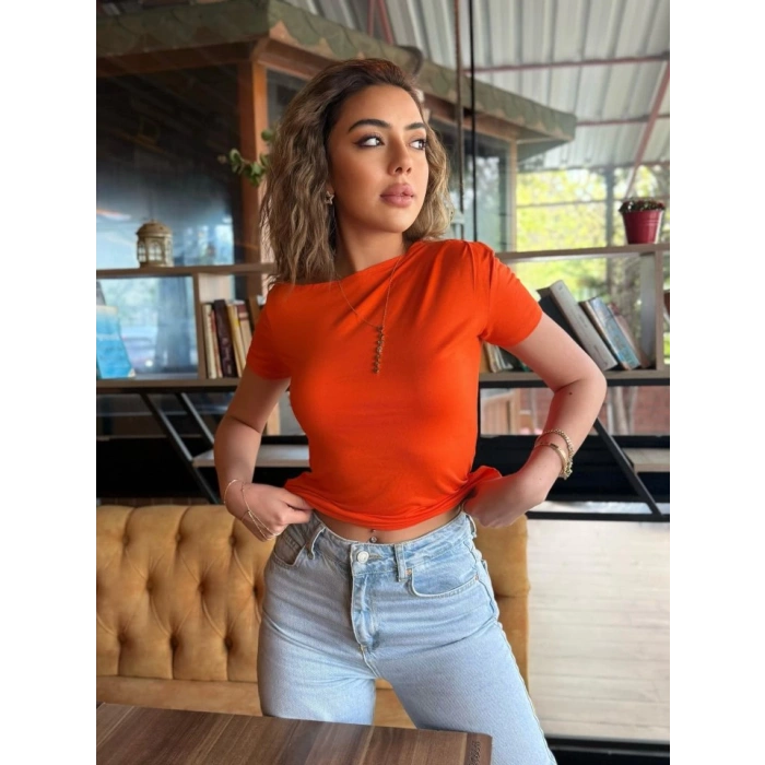 Kadın Kısa Kollu Tek Omuzu Açık Büzgülü Viskon Bluz