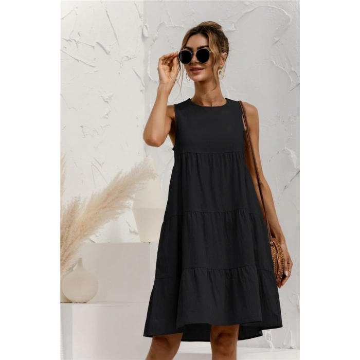 Kadın Sıfır Kol Bisiklet Yaka Aerobin Elbise